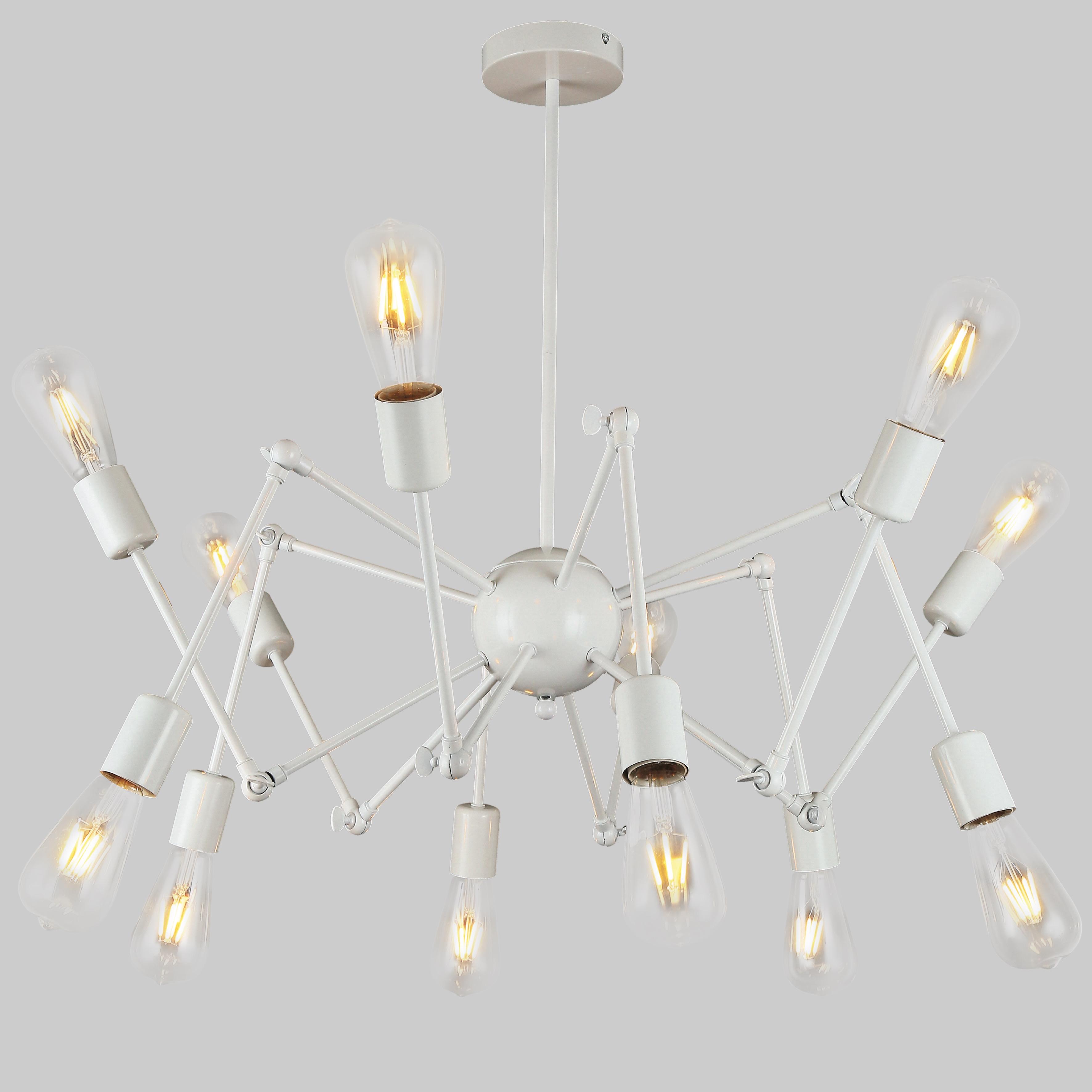 Люстра металлическая Паук на 12 ламп Белый (910-025-12 WH) Люстра металлическая Паук на 12 ламп Белый (910-025-12 WH)