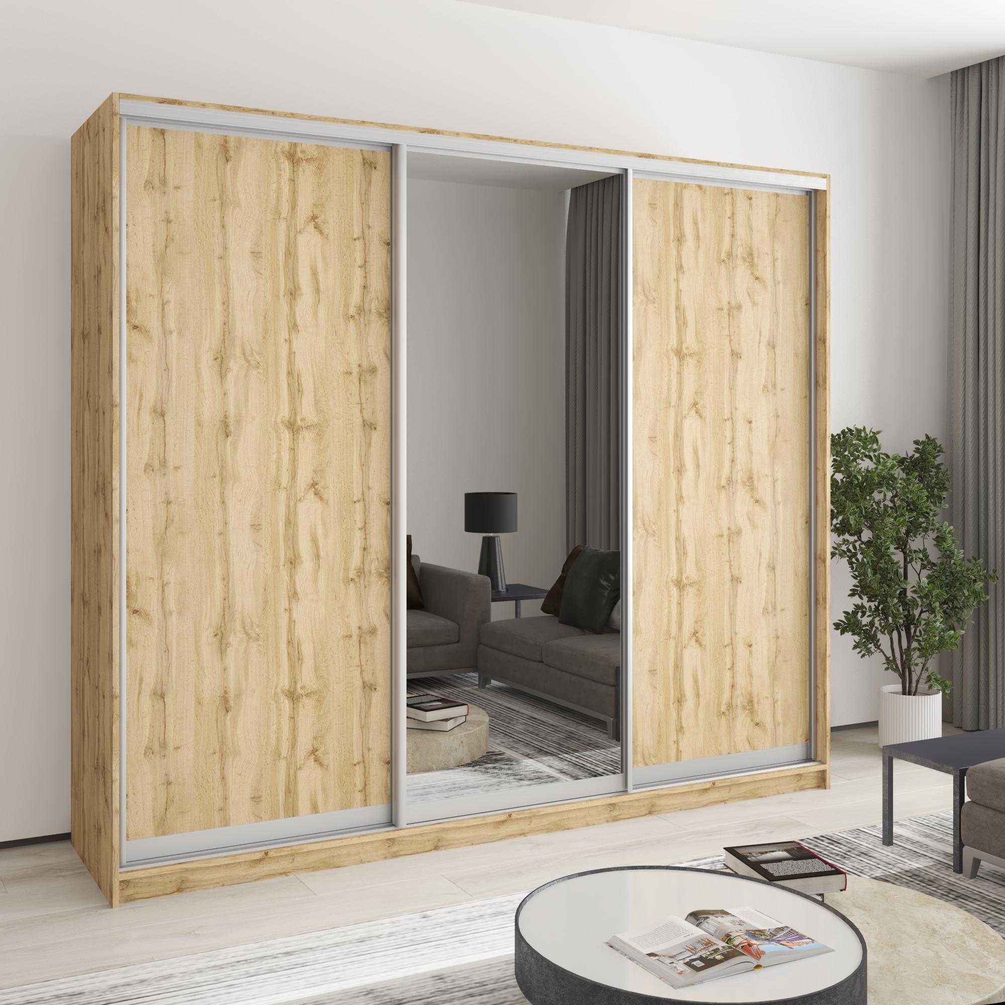 Шкаф-купе трехдверный MebelStar Комбо AL 2 ДСП/зеркало 240x45x210 см Дуб тахо (MBS-4279) Шкаф-купе трехдверный MebelStar Комбо AL 2 ДСП/зеркало 240x45x210 см Дуб тахо (MBS-4279)