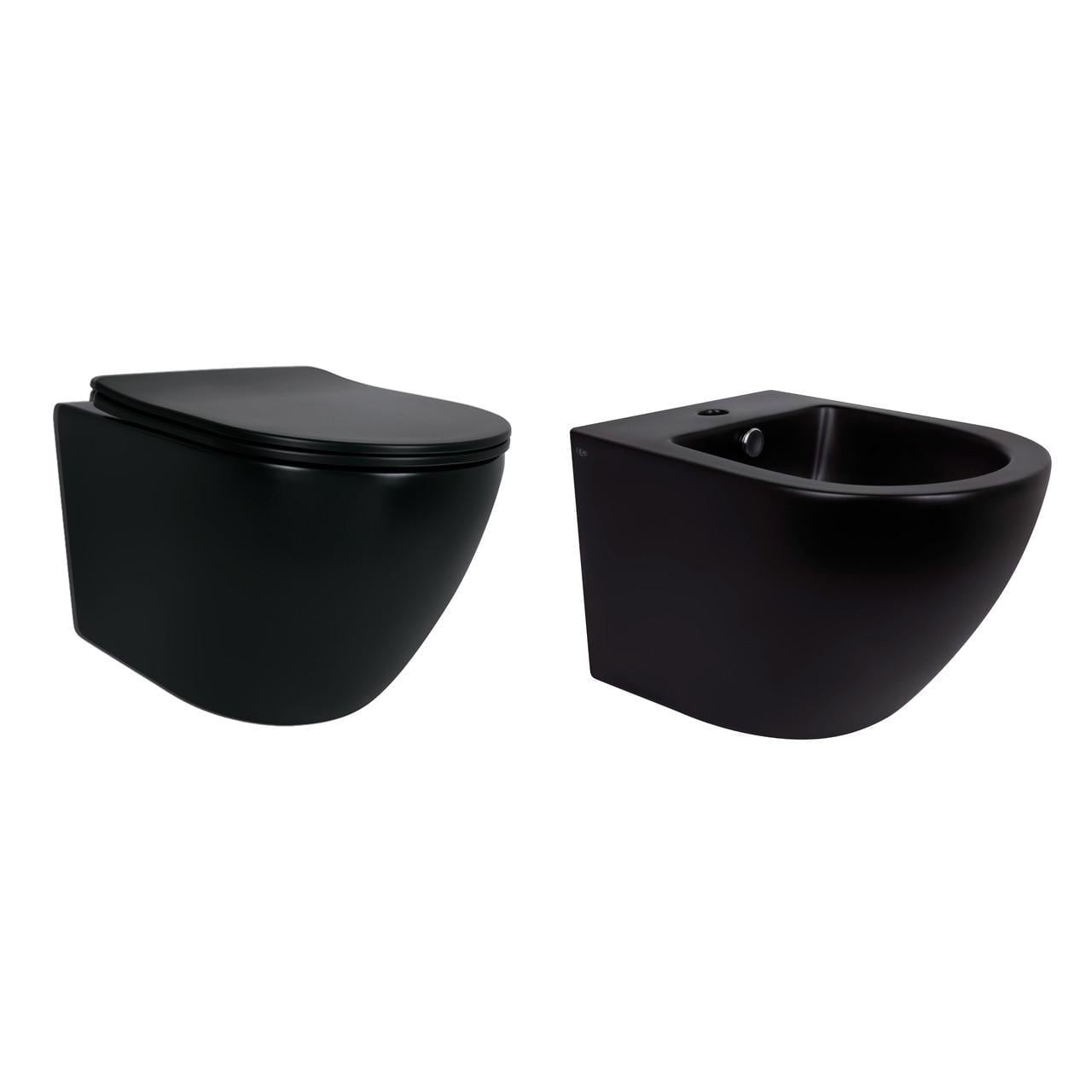 Комплект Qtap Robin Matt Black 2в1 подвесной унитаз Ultra Quiet QT13332381АSMB и биде подвесное QT1355046FMB (2607289722) Комплект Qtap Robin Matt Black 2в1 подвесной унитаз Ultra Quiet QT13332381АSMB и биде подвесное QT1355046FMB (2607289722)