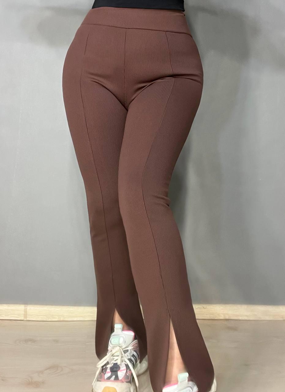 Лосины женские Prenses 535 с высокой посадкой и разрезами клеш L Коричневый (4063) - фото 8