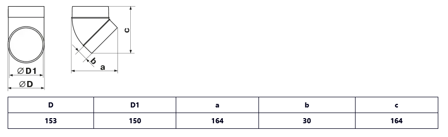 Коліно для круглих повітроводів Ventika 323-45 ПВХ d 150 мм 45° Білий (26896848) - фото 2 Коліно для круглих повітроводів Ventika 323-45 ПВХ d 150 мм 45° Білий (26896848) - фото 2