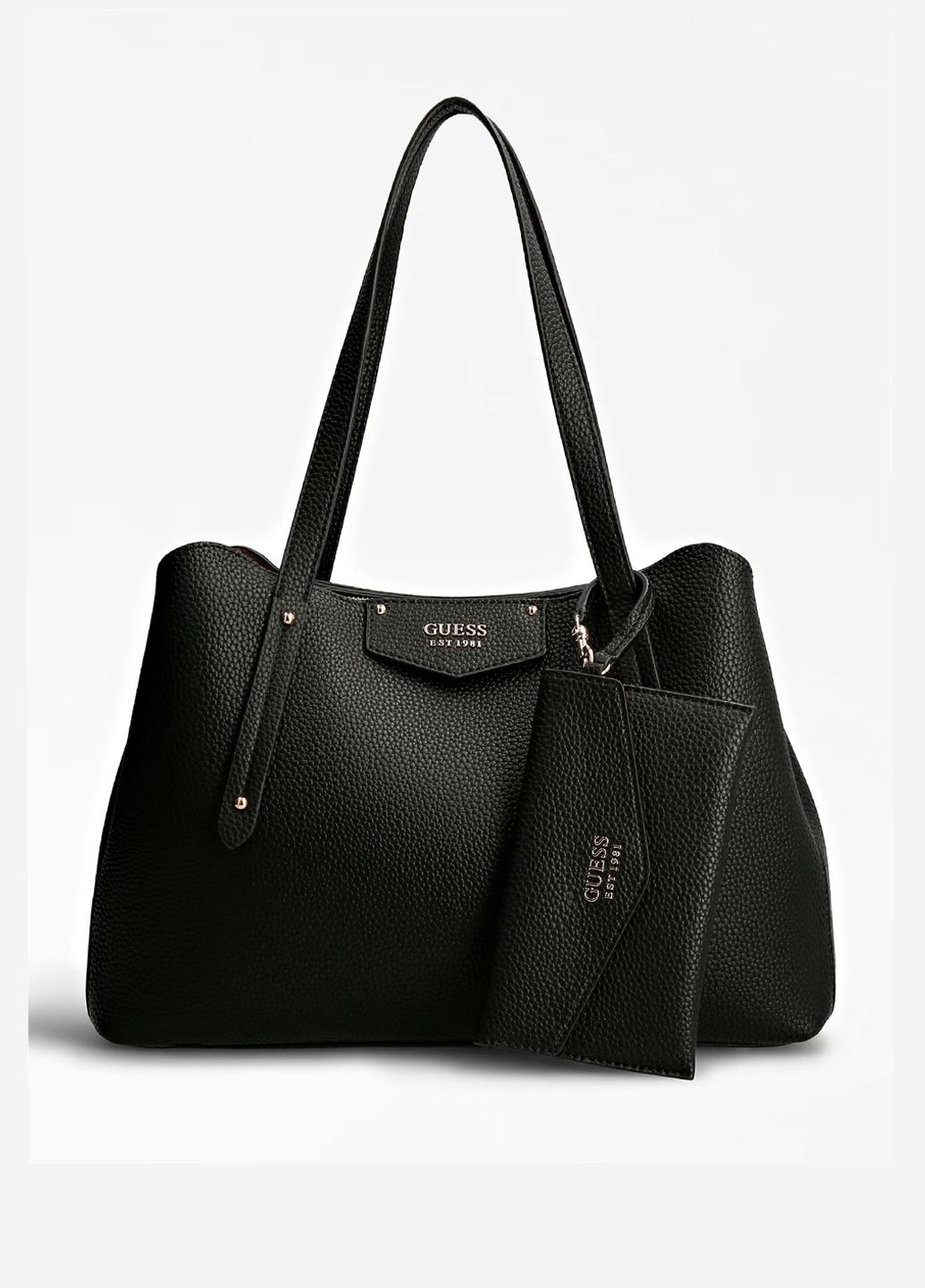 Сумка двостороння сетчел жіноча з еко шкіри Guess ECO BRENTON GIRLFRIEND SATCHEL HWEVG839009-BLA Чорний