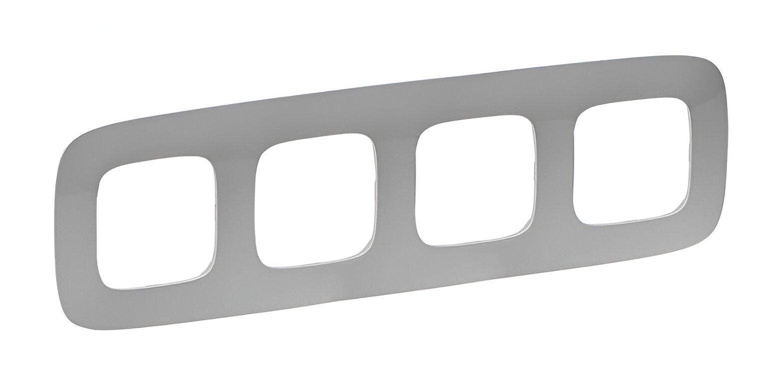 Рамка для розетки Legrand Valena Allure 4 поста Алюминиевый (ERC-754394)