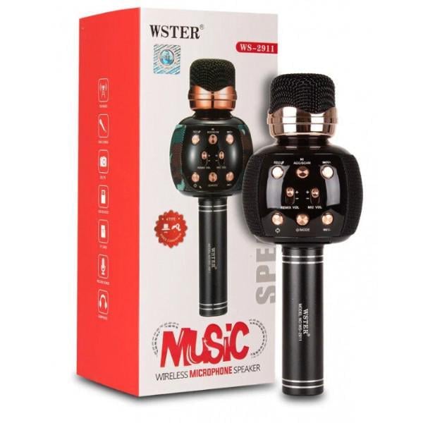 Караоке-микрофо Wster WS-2911н с колонкой и FM радио Черный