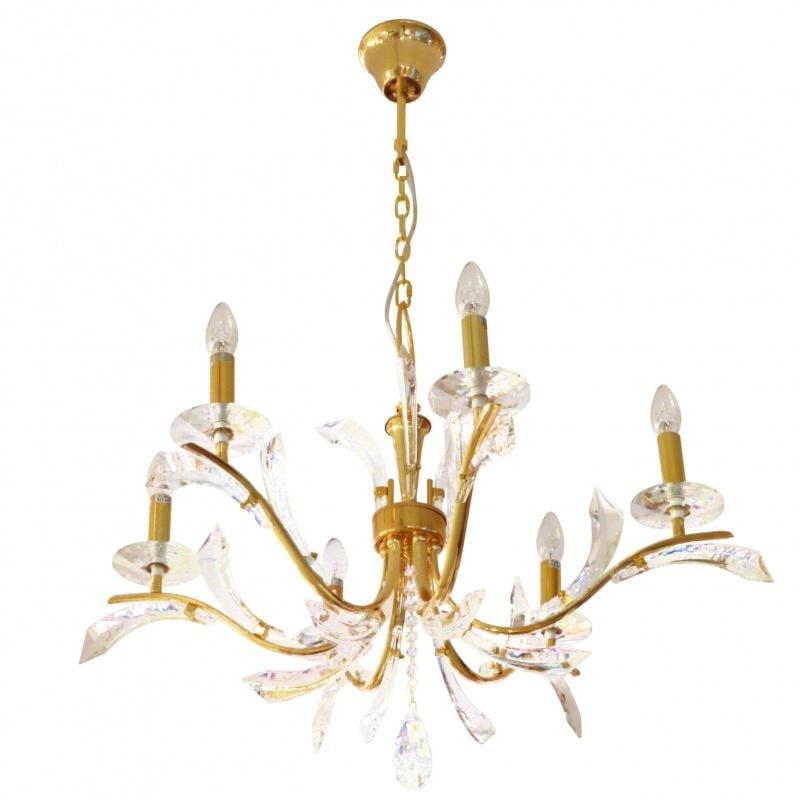 Люстра свеча подвесная хрустальная классическая Brille BCL-417S/6 E14 Gold