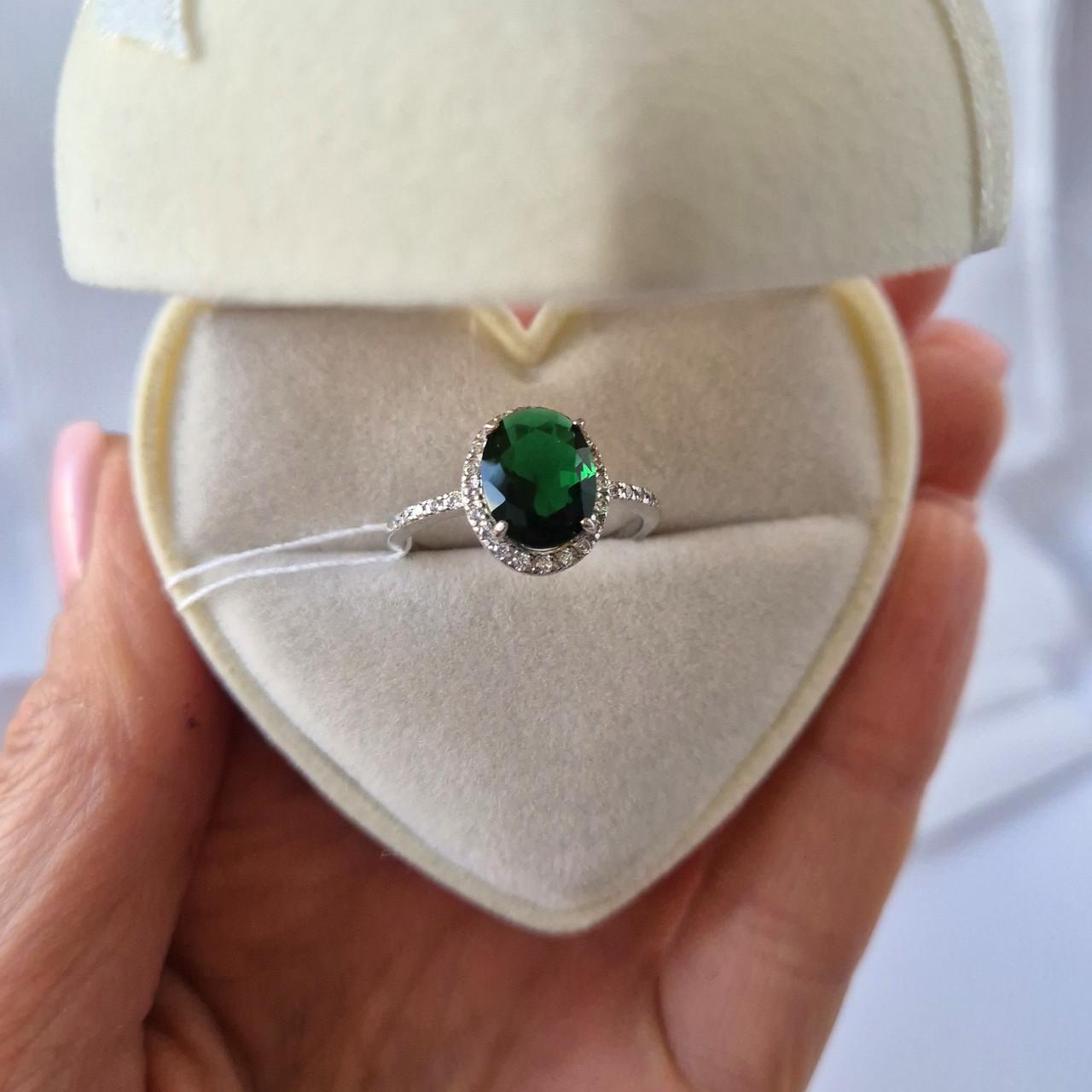 Срібна каблучка з зеленим каменем р. 18 925 проби родоване 2,43 г (81044з) - фото 8 Срібна каблучка з зеленим каменем р. 18 925 проби родоване 2,43 г (81044з) - фото 8