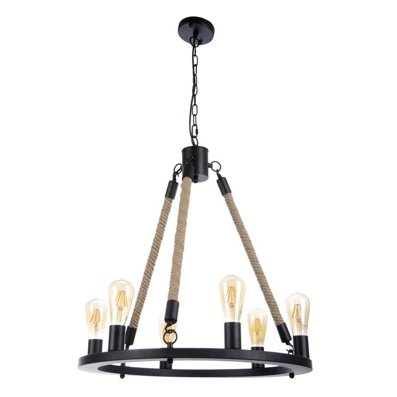 Люстра лофт подвесная свеча с канатом Brille BL-335S/6 E27 BK