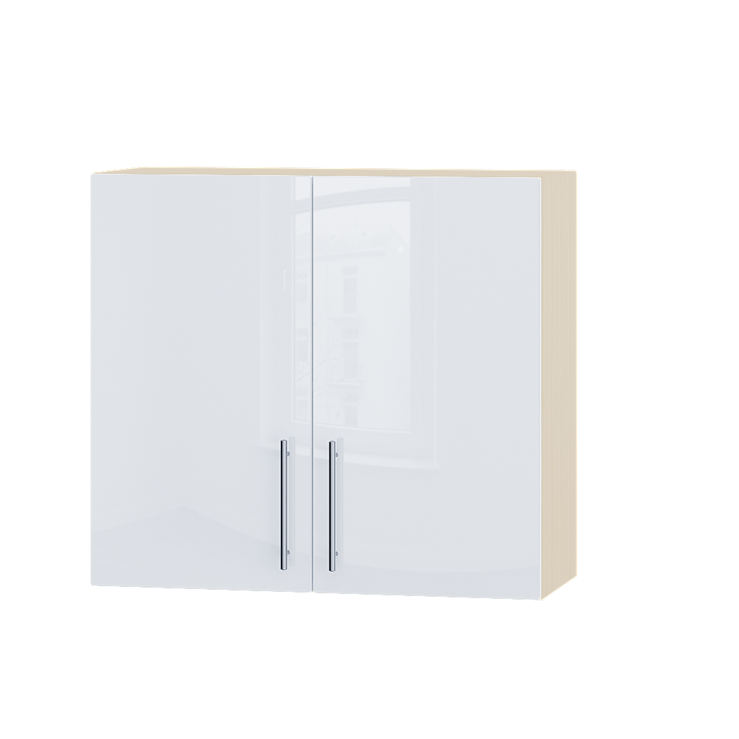 Шкаф верхний Эверест Акрил модуль Верх В10-800 80х30х72 см Белый глянец/Дуб Молочный (04506)