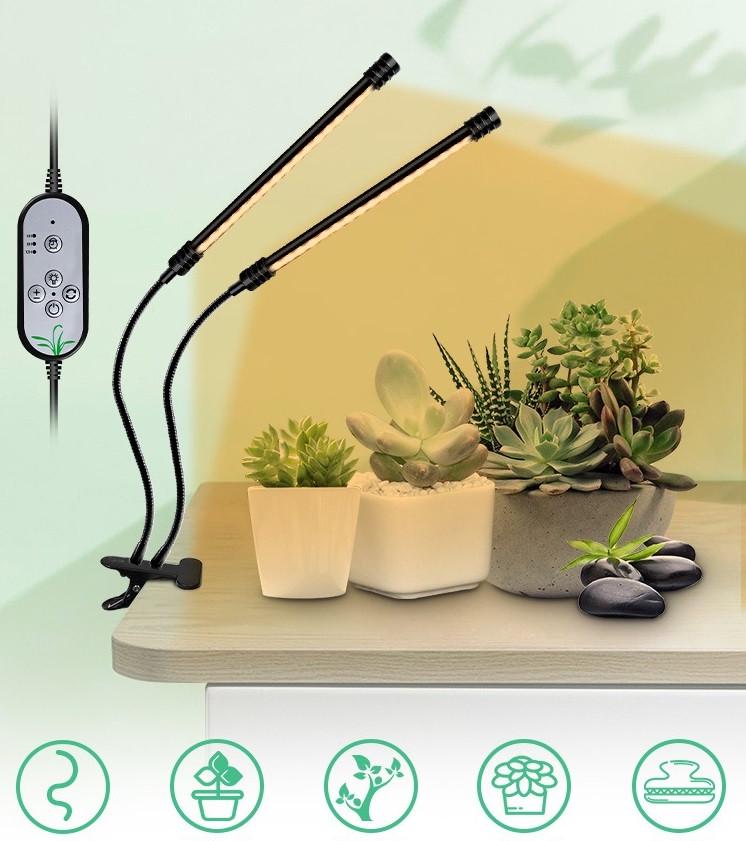 Фітолампа світлодіодна для рослин Suntech на 2 світильники повний спектр із таймером і гнучким кронштейном (000474) - фото 4 Фітолампа світлодіодна для рослин Suntech на 2 світильники повний спектр із таймером і гнучким кронштейном (000474) - фото 4