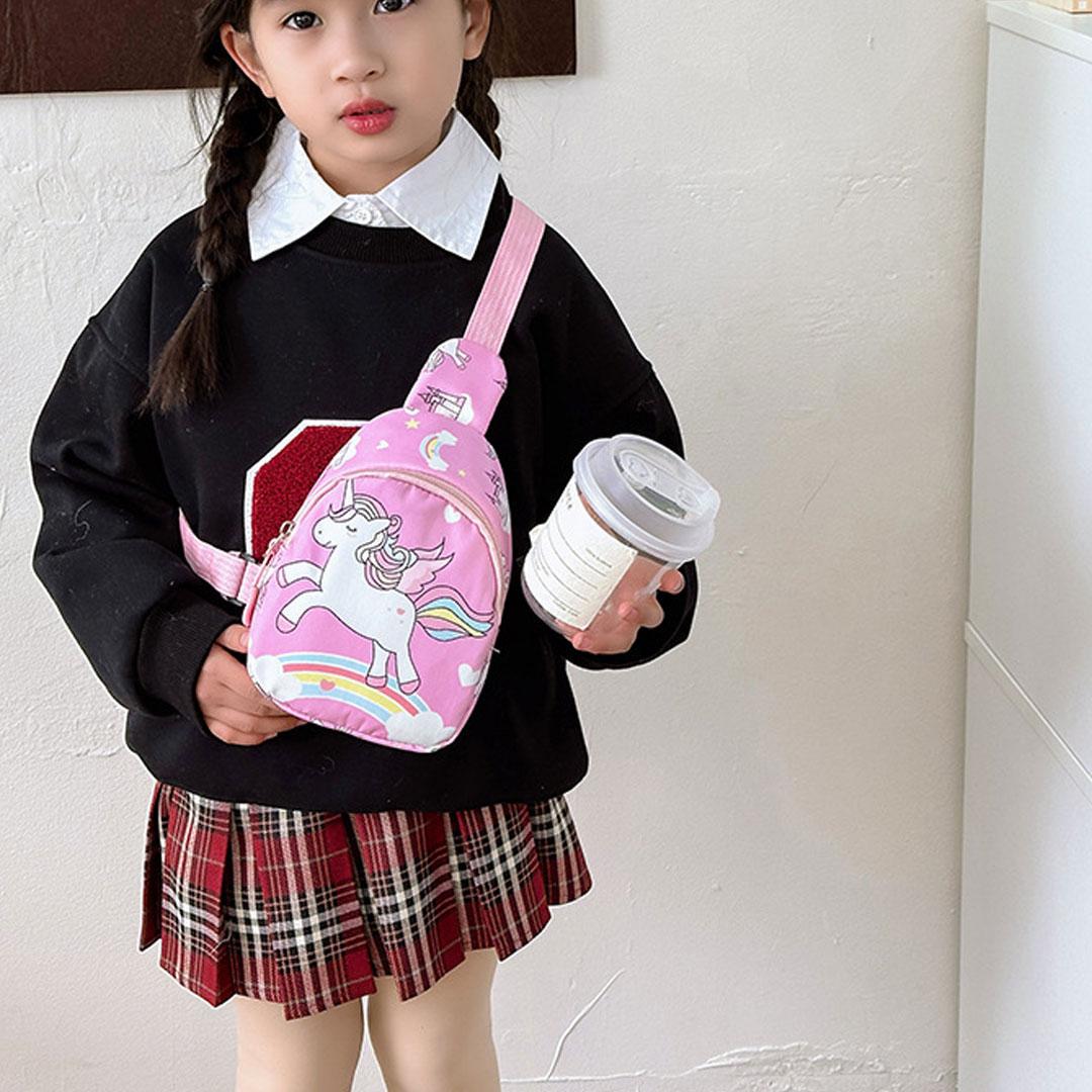 Сумка-бананка для девочек Единорог через плечо с регулируемым ремешком одно отделение на молнии 22х13х6 см Розовый (D-0162) - фото 6