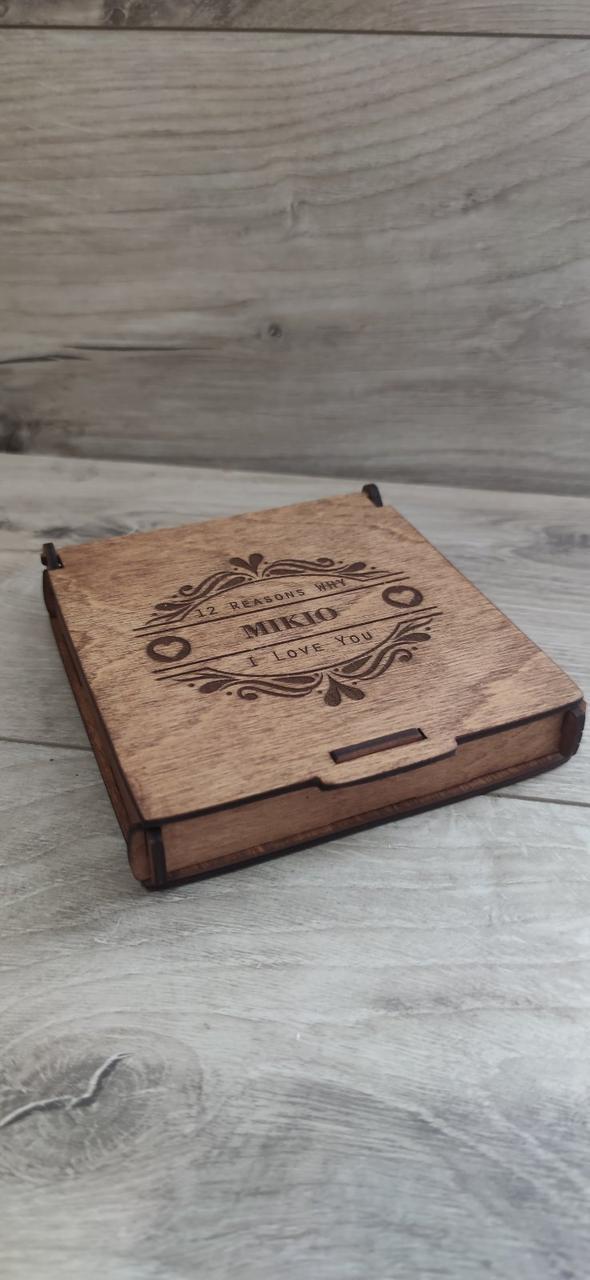 Пазл дерев'яний 12 причин чому Я тебе люблю у дерев'яній коробочці (KG-4838)
