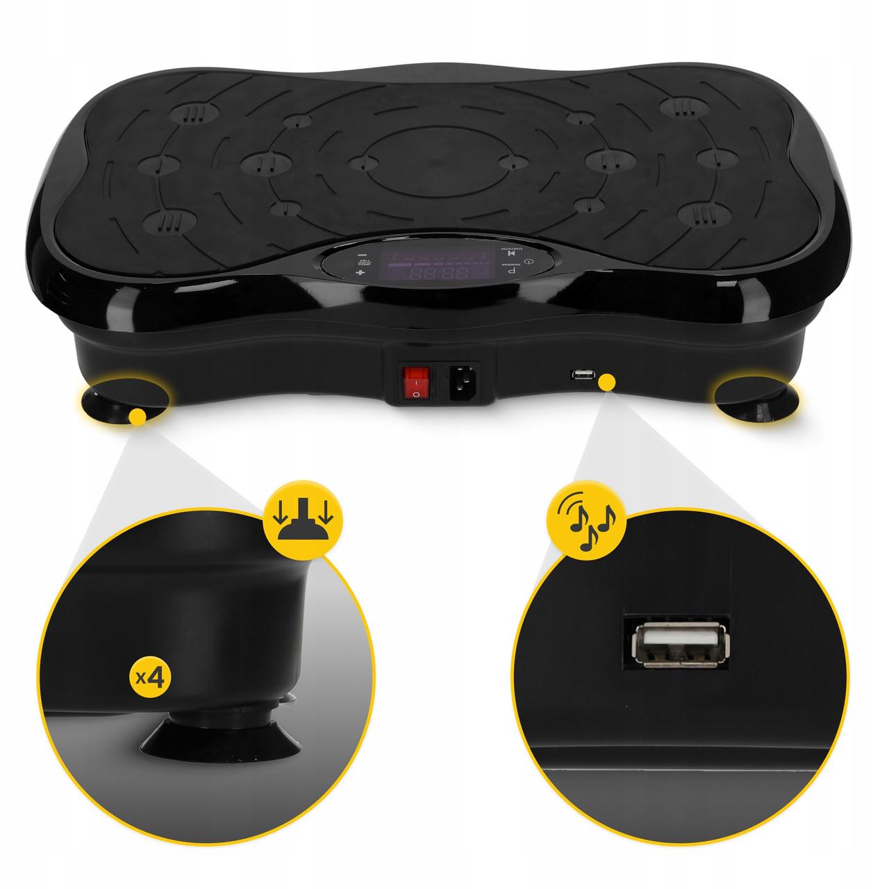 Виброплатформа для тренировок 4fizjo Ultra+ с пультом и эспандерами Black (P-5905973402873) - фото 6