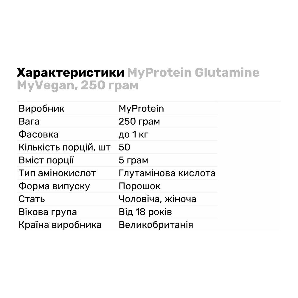 Амінокислота MyProtein Glutamine 250 г Натуральний (9225V14527) - фото 2