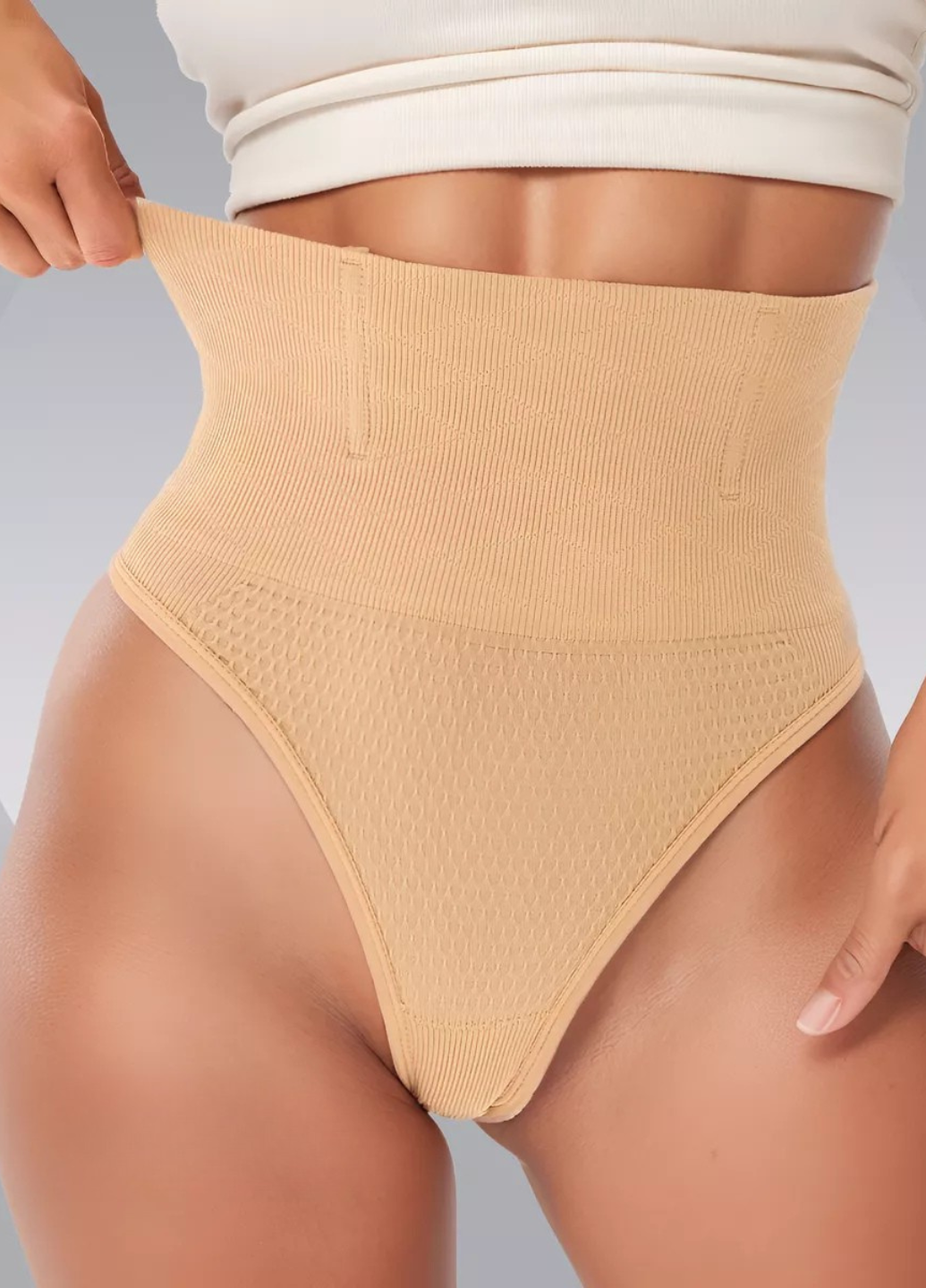 Трусики стринги утягивающие с высокой талией корректирующие 3XL Бежевый (70183/3XL)