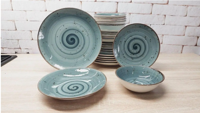 Столовый сервиз OMS TULU фарфор 6 персон 24 шт. Spiral Grey-Blue (DN24-Spiral Grey-Blue) - фото 7 Столовый сервиз OMS TULU фарфор 6 персон 24 шт. Spiral Grey-Blue (DN24-Spiral Grey-Blue) - фото 7