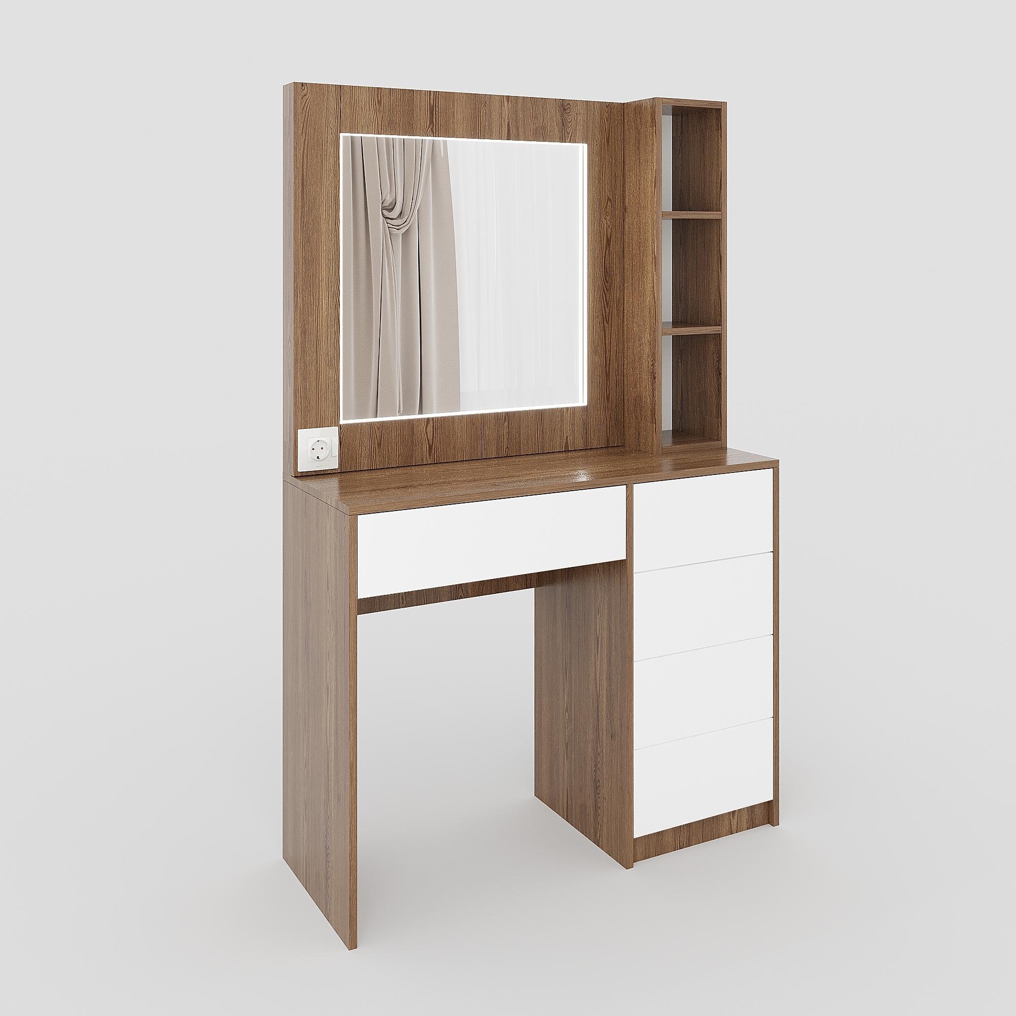 Туалетный столик с LED подсветкой ТЗ-LED 1600х1000х380 мм Дуб Родос/Белый - фото 2 Туалетный столик с LED подсветкой ТЗ-LED 1600х1000х380 мм Дуб Родос/Белый - фото 2