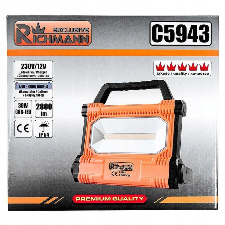 Прожектор Richmann акумуляторный 30 W 2800 Lm 6600 mAh (C5943) - фото 5