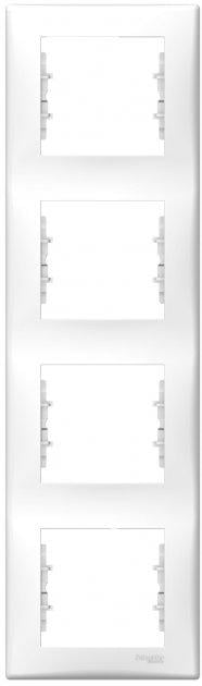 Рамка вертикальная Schneider Electric SDN5802021 Sedna 4 поста пластик Белый (11485814)
