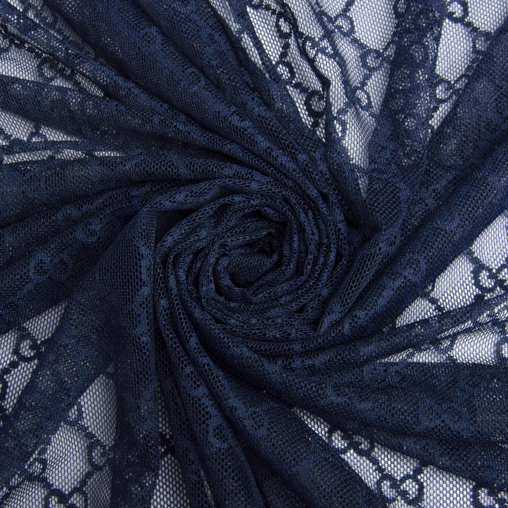 Ткань сетка стрейч V-5/4 Бантик Темно-синий (24373)
