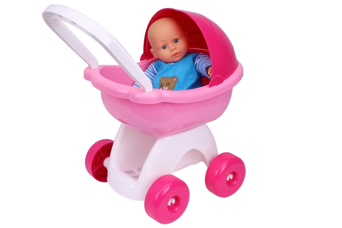 Візочок для ляльки ТехноК з пластику 46х48х29 см Рожевий (150-98-TH8256)