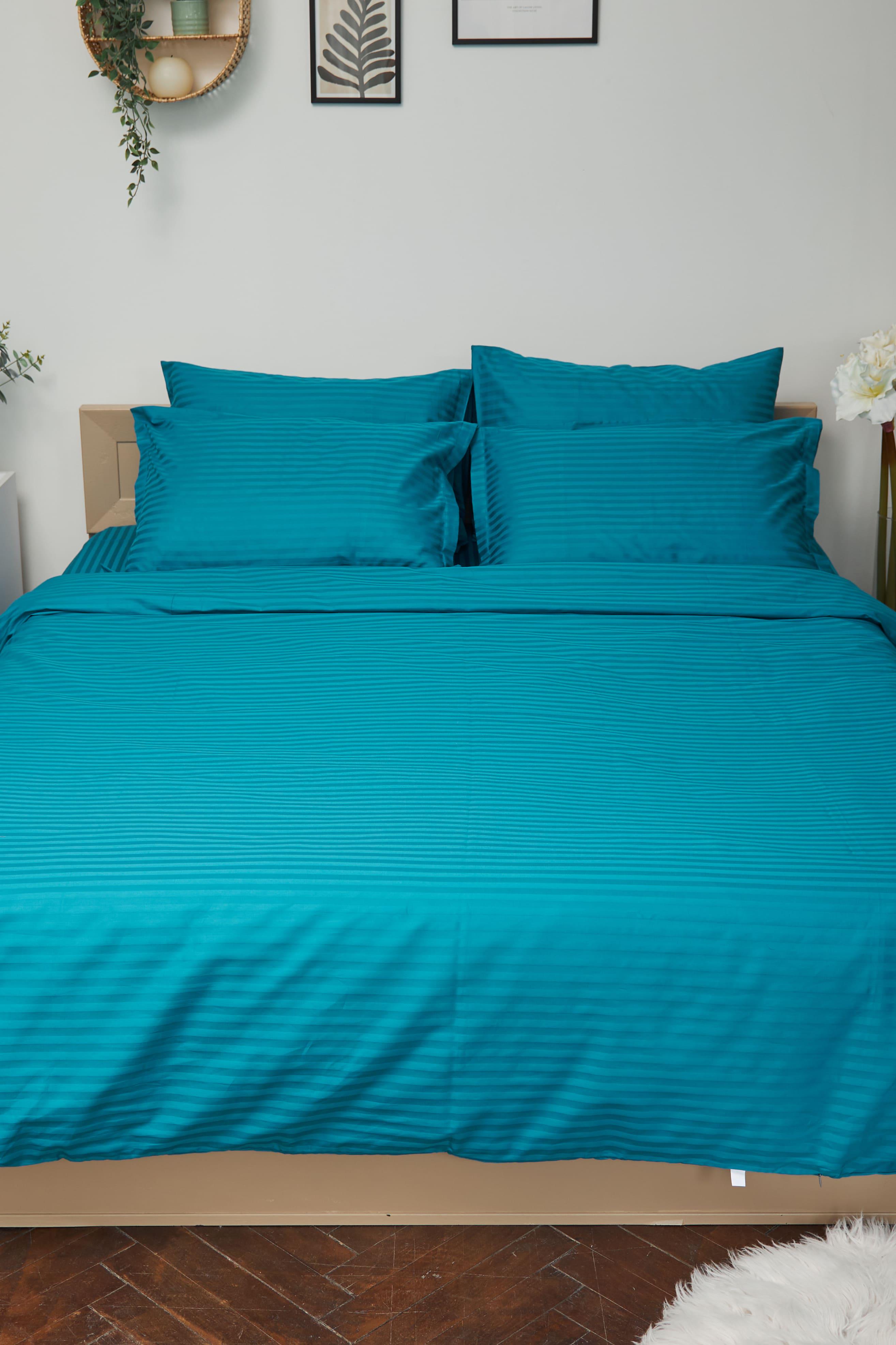 Пододеяльник Moon&Star Stripe Turkish Blue satin евро 200х220 см (MS-870000443)