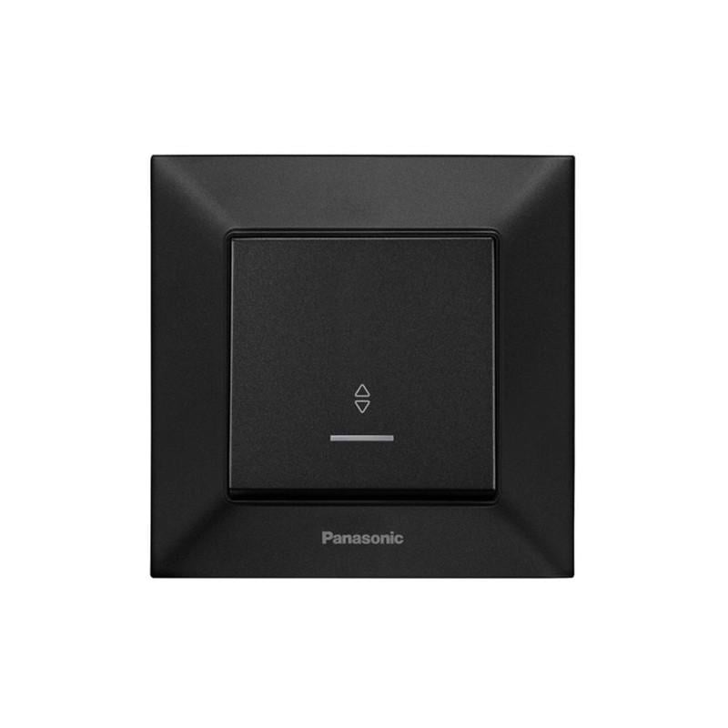 Выключатель проходной одноклавишный Panasonic Arkedia Slim с подсветкой и рамкой самозажимной ABS Черный (WNTC01042B UA1)