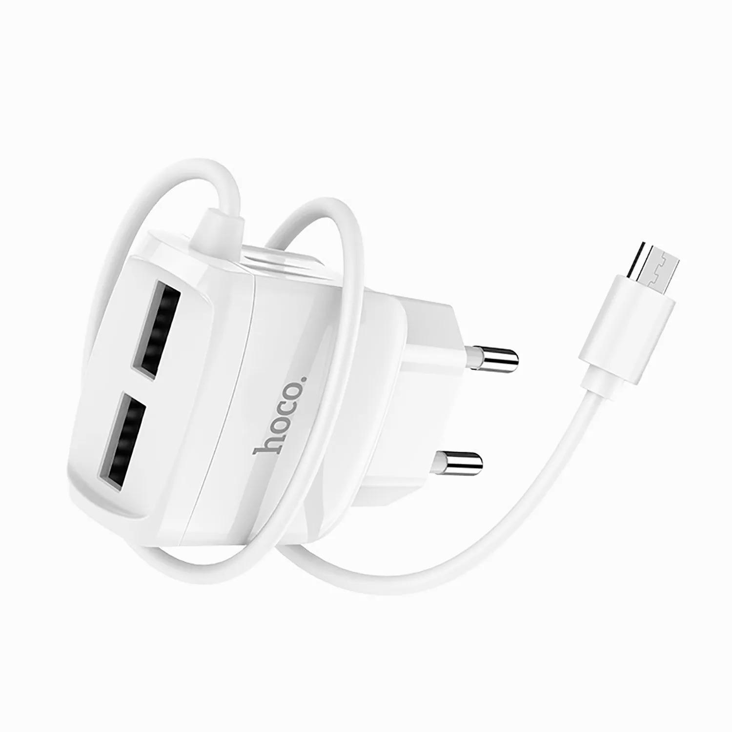 Зарядное устройство Hoco C59A 2USB с кабелем MicroUSB (1009405-White)