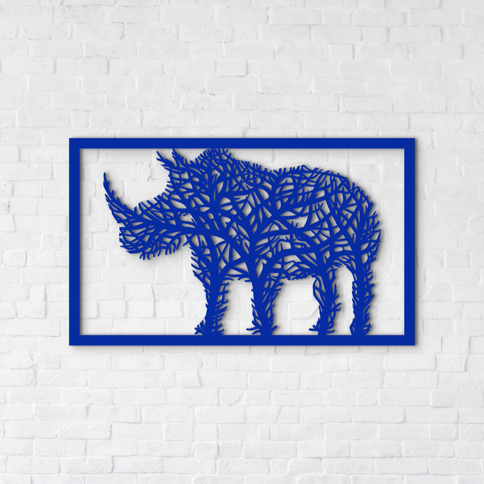 Декоративное панно из дерева Woodyard Носорог-Дерево 95x55 см Синий (0060sBlue37)