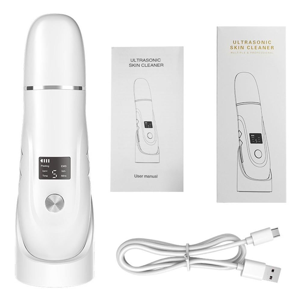 Скрабер для кожи ультразвуковой ultrasonic skin cleaner gml-07 аппарат для лица лопатка для удаления черных точек и пилинг лопаткой Белый