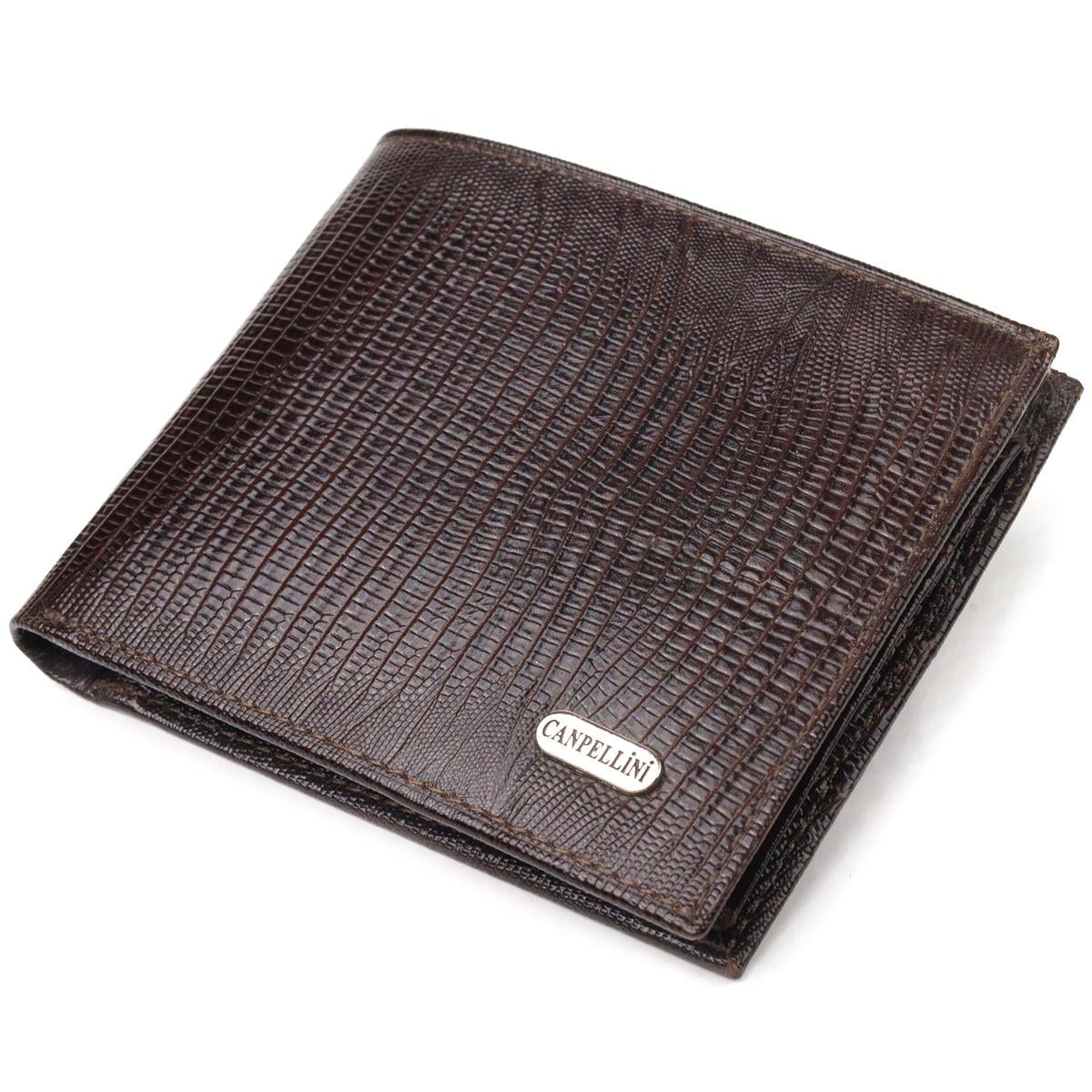 Кошелек мужской из натуральной фактурной кожи Canpellini Purse 21585 лакированный Коричневый (55365)