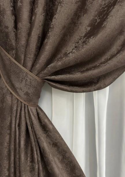 Комплект штор на люверсах Sultan XO жакард 1,5х2,5 м 2 шт. Коричневий (1557ш 37-0252) - фото 2 Комплект штор на люверсах Sultan XO жакард 1,5х2,5 м 2 шт. Коричневий (1557ш 37-0252) - фото 2