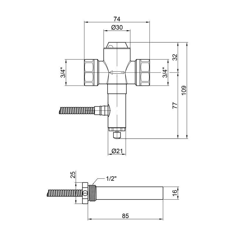 Клапан теплового сброса ICMA №608 3/4" (SD00005050) - фото 2