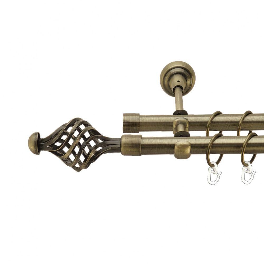 Карниз для штор Orvit Арезо двухрядный гладкий 19/19 мм 200 см Антик (4016355)