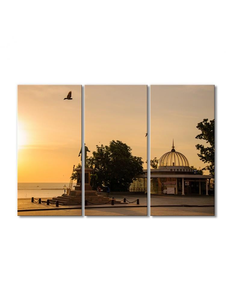 Картина модульная Памятник Дюку де Ришелье и Фуникулер 3 модуля 60x90 см