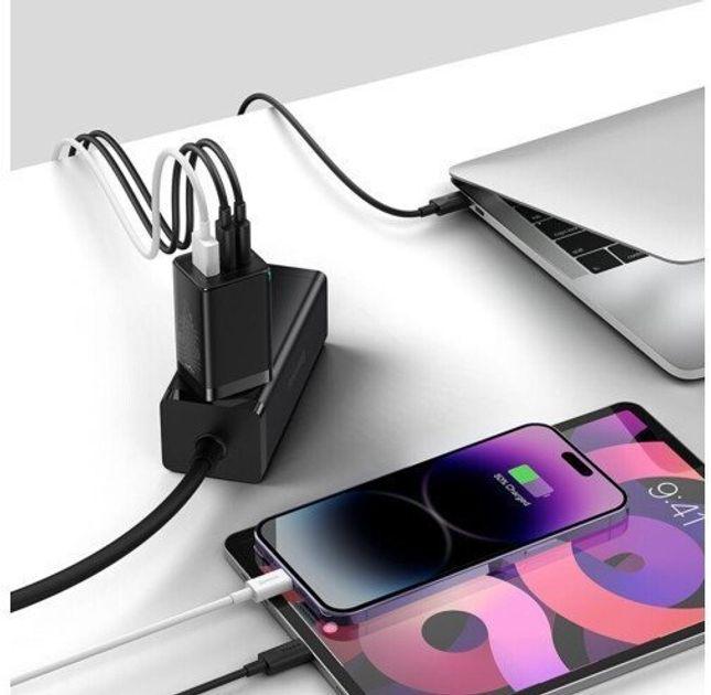 Зарядний пристрій BASEUS Wall Charger GaN5 Pro 2xUSB-C+USB 65W з USB-C Cable Black (21046880) - фото 5