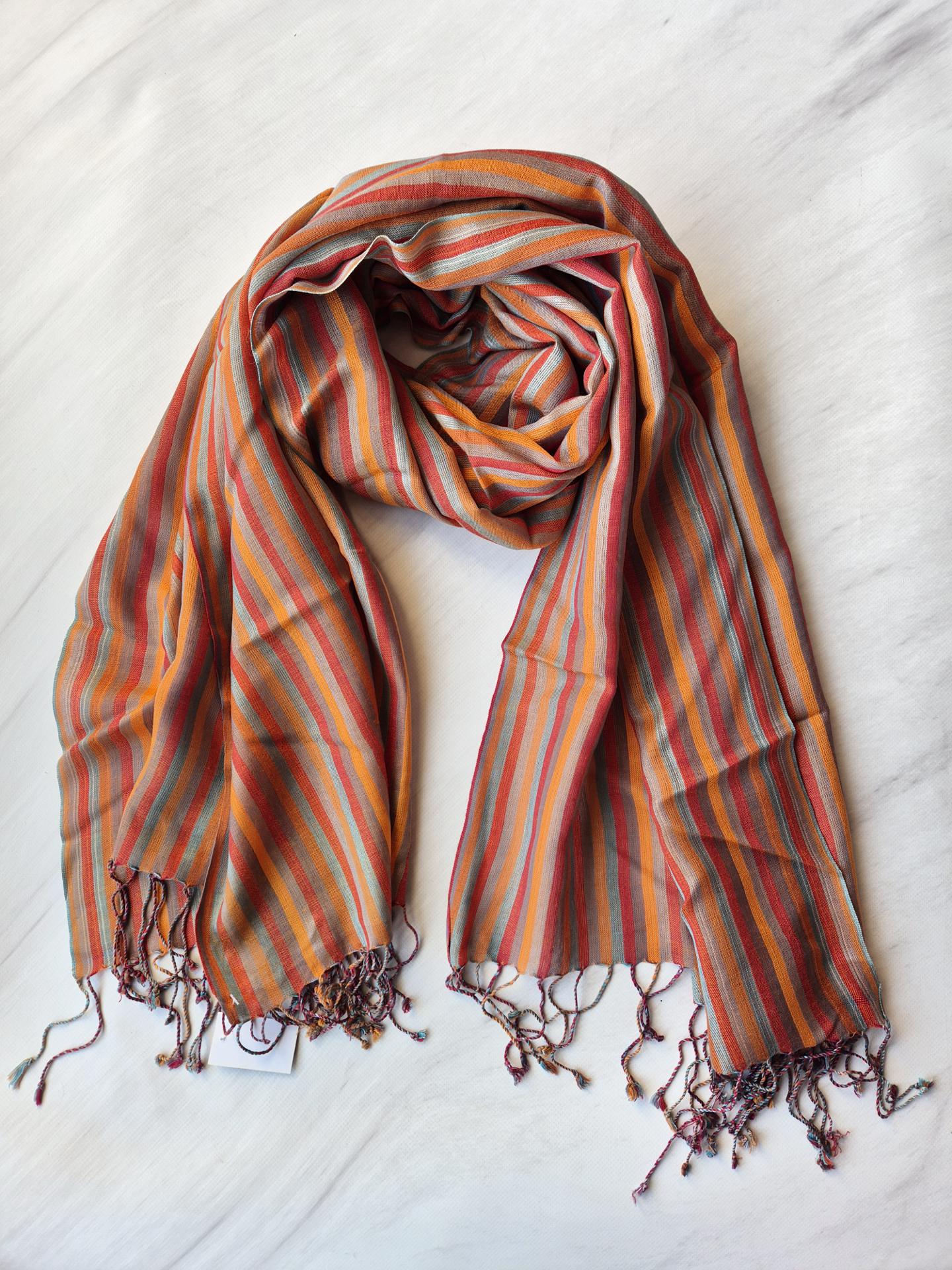 Шарф-палантин жіночий у смужку весна-осінь 180х75 см Різнокольоровий (14132)