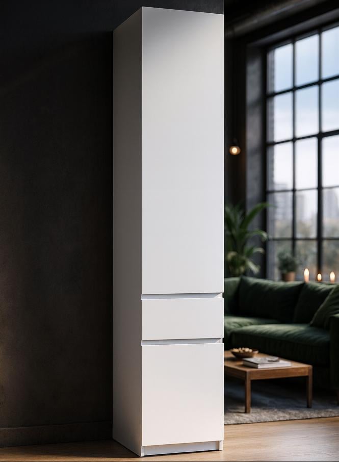 Шафа пенал Мастер Форм Брайт телескопічні напрямні 400х520х2000 мм Білий