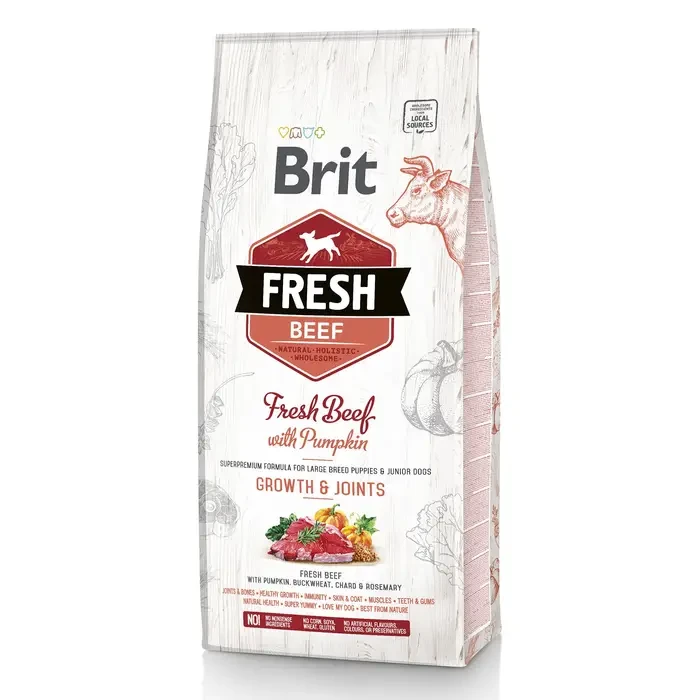 Сухой корм Brit Fresh Beef/Pumpkin Puppy Large 12 кг говядина-тыква для щенков