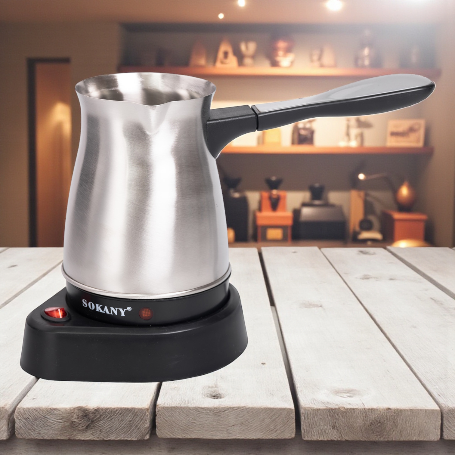 Электротурка кофеварка для молотого кофе 500 мл Sokany SK-214 600 Вт Серебристый (SK-214) - фото 4