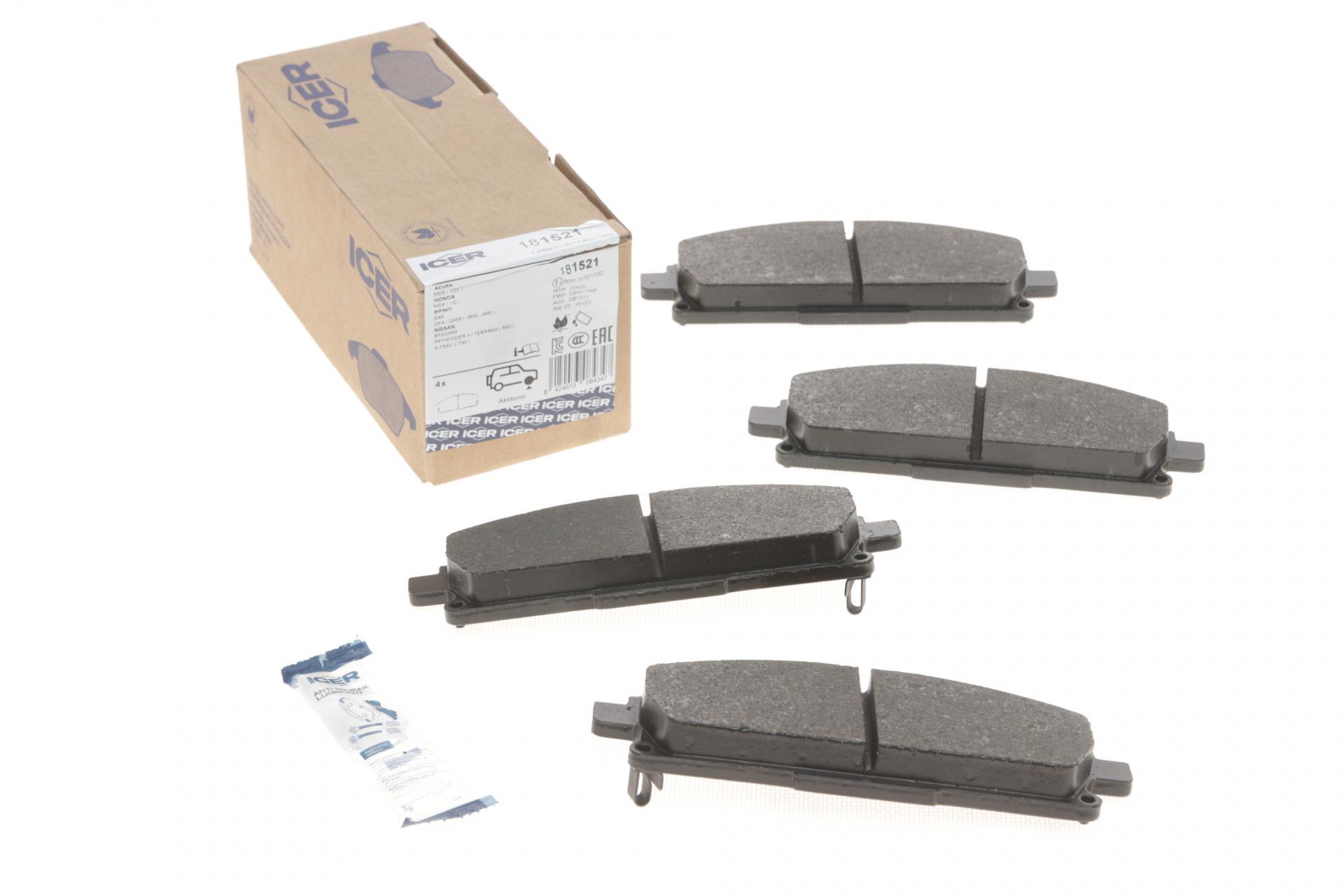Колодки тормозные передние ICER для Nissan X-Trail 01-13/Pathfinder 97-04/Infiniti Q45 93-01/QX4 97- (181521) Колодки тормозные передние ICER для Nissan X-Trail 01-13/Pathfinder 97-04/Infiniti Q45 93-01/QX4 97- (181521)