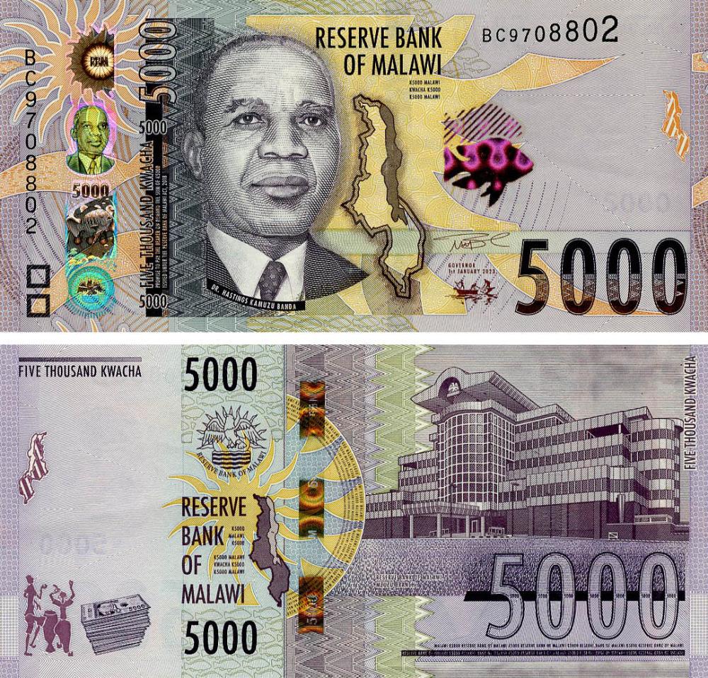 Коллекционная банкнота Малави 5000 Пятнашки 2023 UNC PW71 (Б20372)