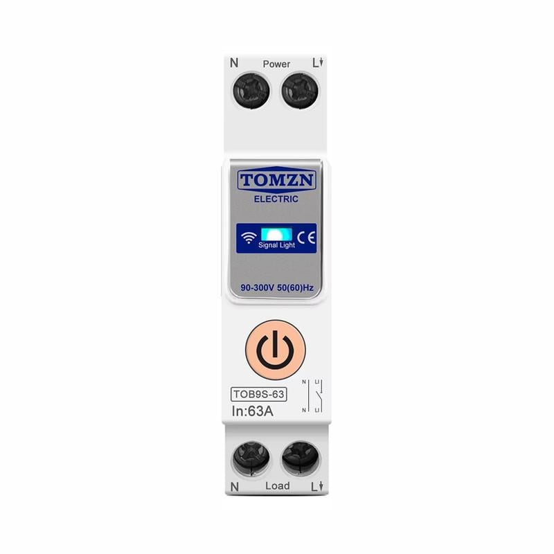 Выключатель умный WiFi TOMZN с таймером 1P+N 63A 230V Smart Life/Tuya (TOB9S-63S-63A)