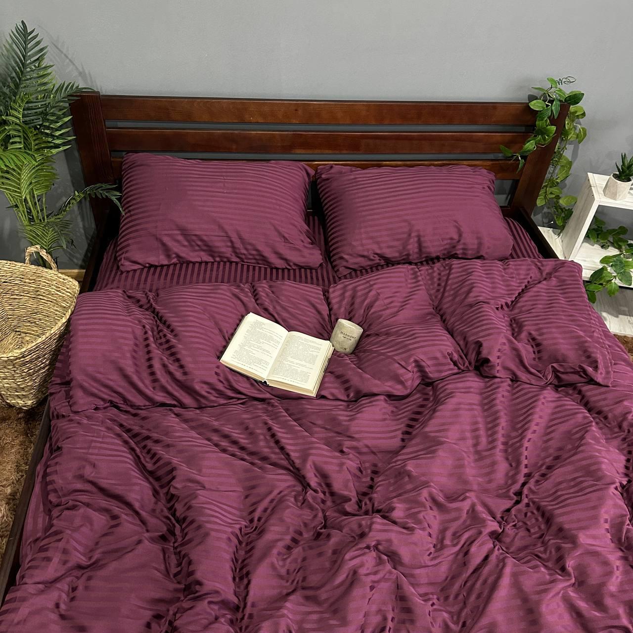 Комплект постельного белья Полоса страйп-полисатин полуторный 150х220/70х70 см Бургунди (30941982) - фото 2 Комплект постельного белья Полоса страйп-полисатин полуторный 150х220/70х70 см Бургунди (30941982) - фото 2