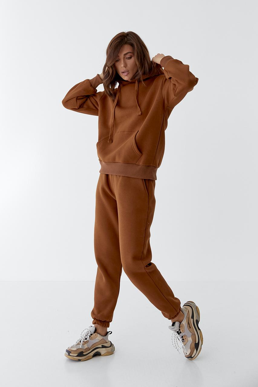 Костюм жіночий спортивний на флісі L/XL Коричневий