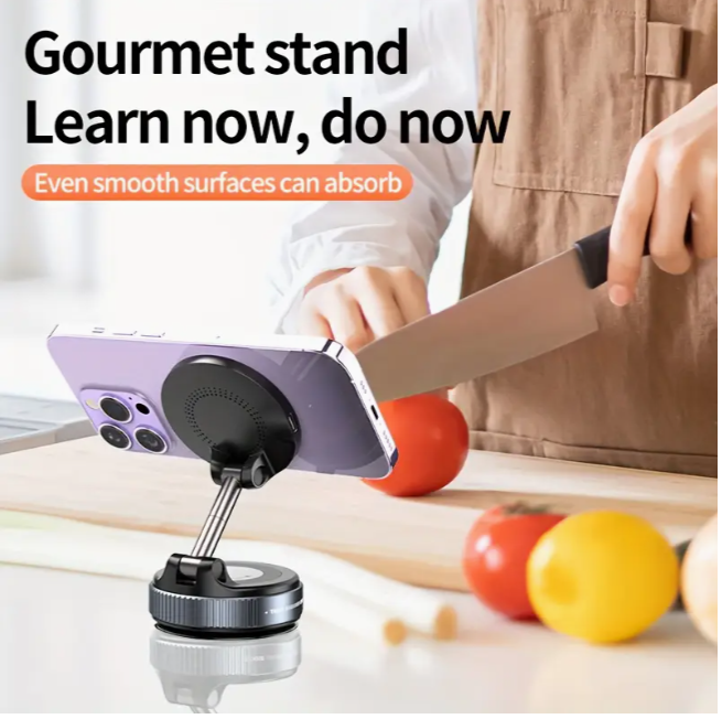 Тримач автомобільний магнітний з бездротовою зарядкою 15 Вт 360° вакуумне кріплення USB Type-C (1009) - фото 10