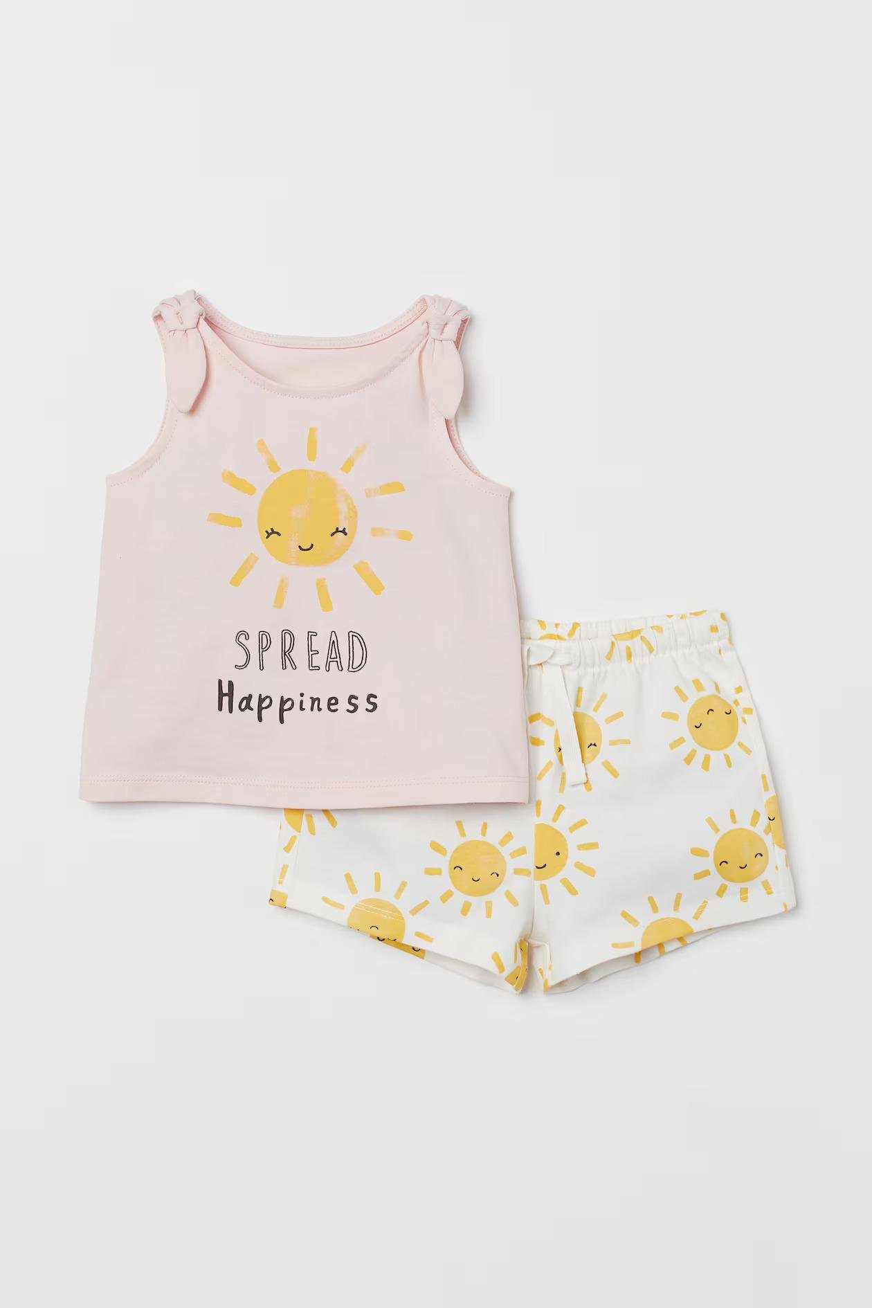 Комплект H&M майка/шорти 74 см Рожевий/Білийй (S2606932434)