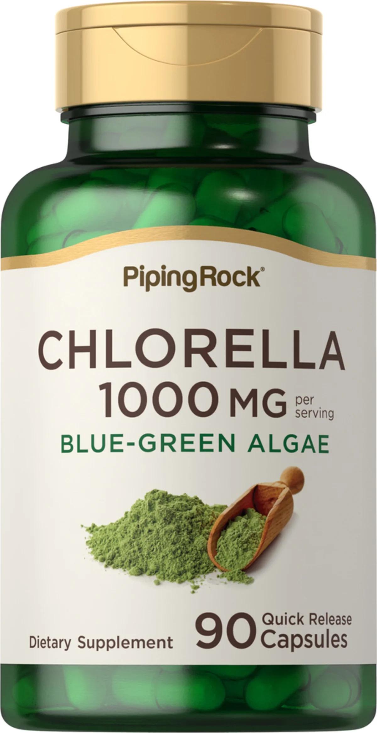 Хлорелла Piping Rock Chlorella Blue-Green Algae 1000 mg per serving 90 quick release capsules