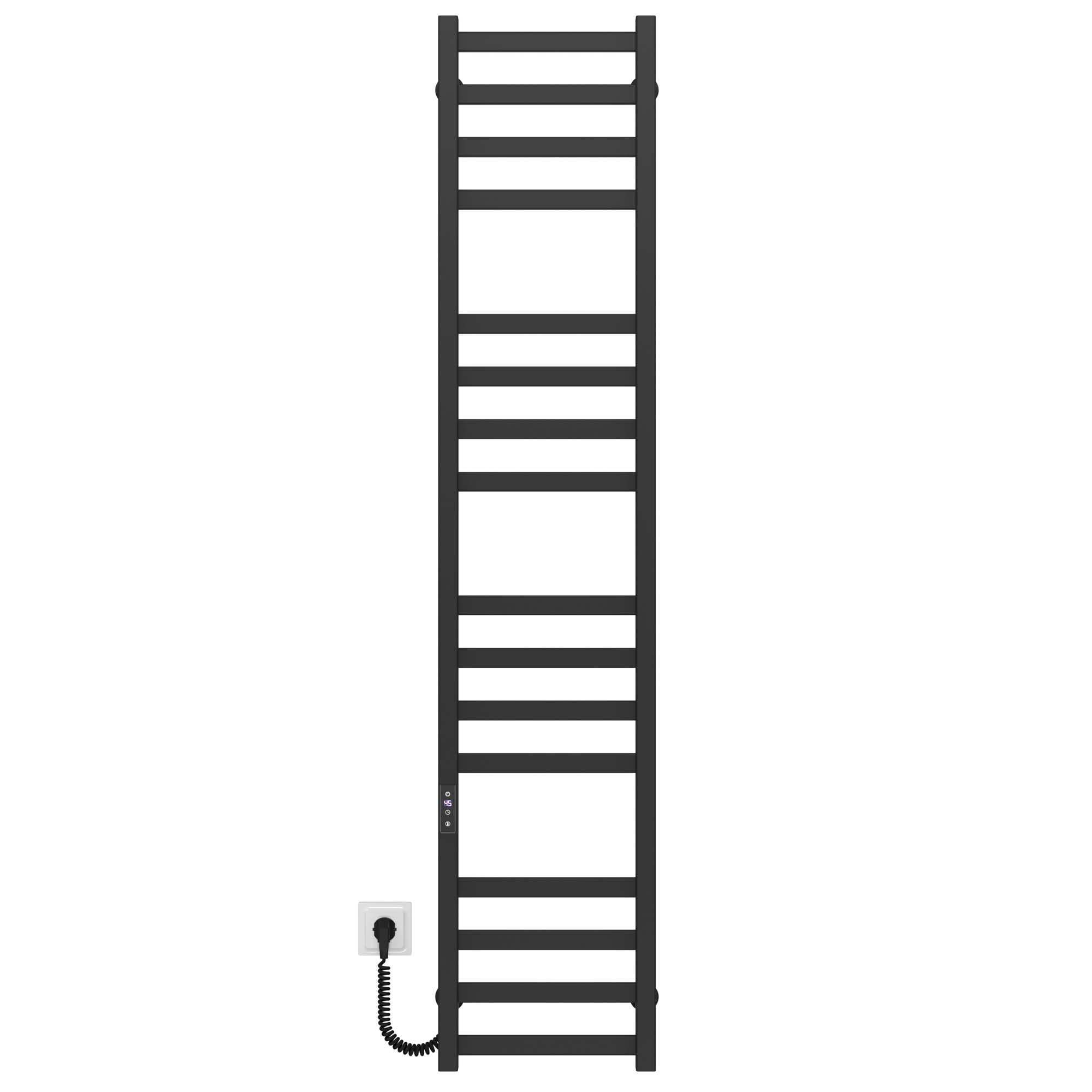 Полотенцесушитель электрический Deffi Avast П16 JD04 левое подключение крашеная сталь 300х1600 мм Черный (B.AV.160.30.16.E.B.L.2)