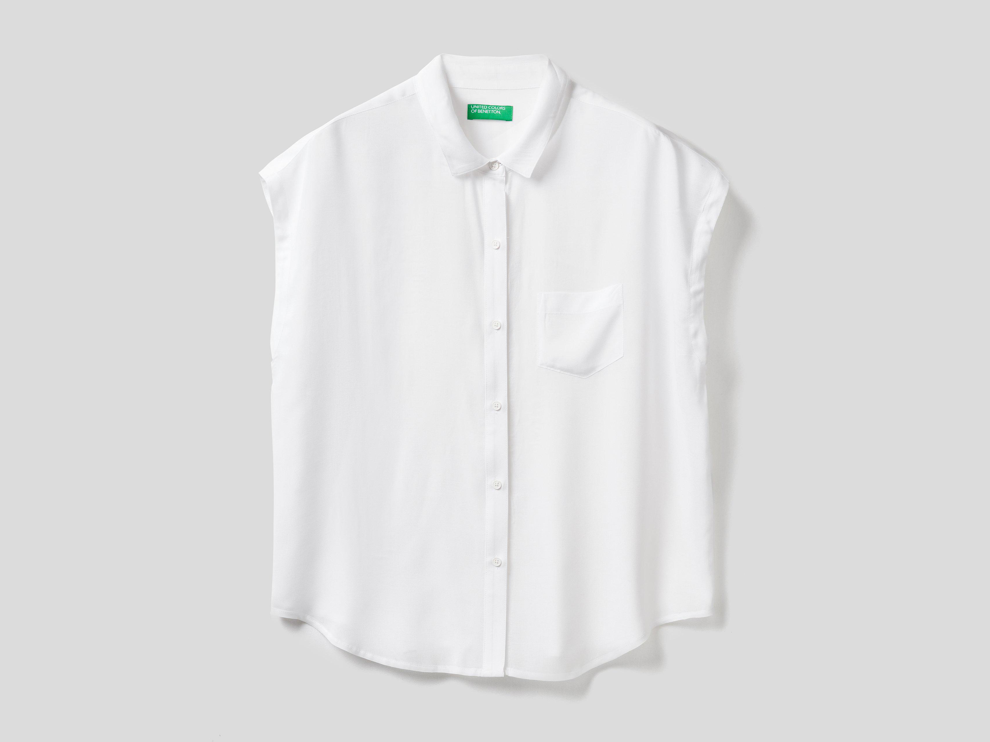 Рубашка женская Benetton 5sf05qcm5 L Белый