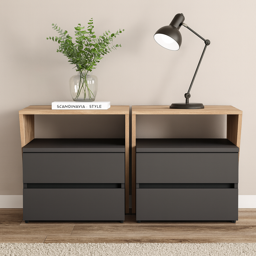 Комплект прикроватных тумб Kompanit ПКТ-13 2 ящика 2 шт. 50х40х50 см Дуб крафт комби (31571895)